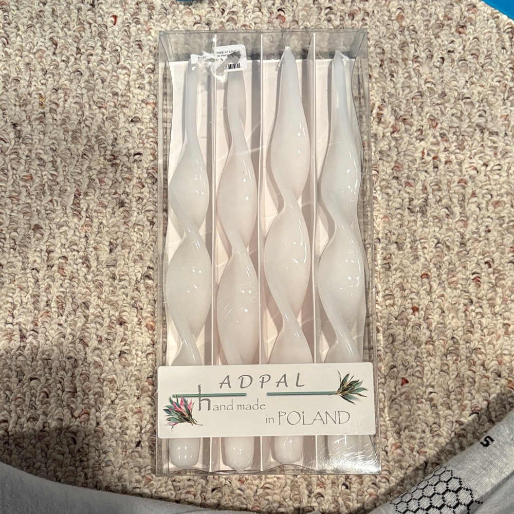 White Spiral Candles - Set of 4